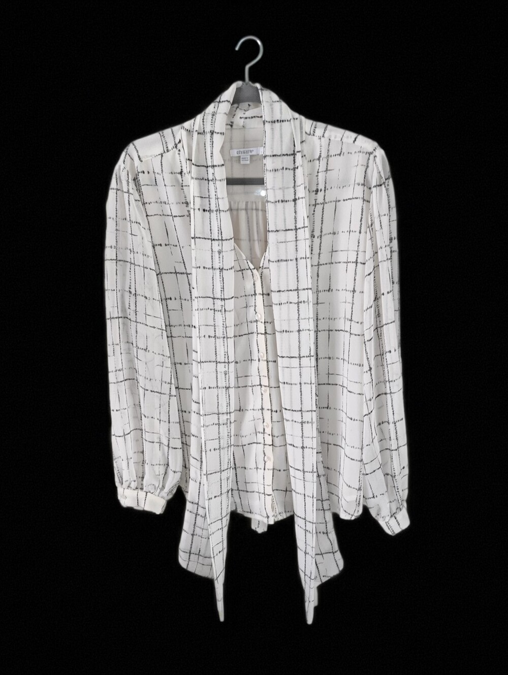 Chico's Black And Ecru Tie Bow Blouse Size 2 (Large/12)